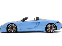 Porsche Carrera GT Convertible Blue with Black Stripes Pink Slips Series 1/24 Diecast Model Car Jada 35066