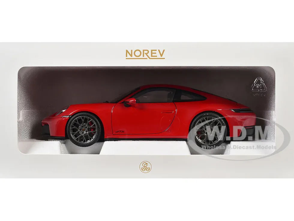 2024 Porsche 911 Carrera 4 GTS Guards Red 1/18 Diecast Model Car by Norev