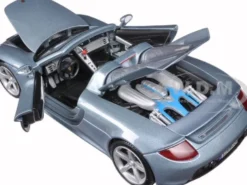 Porsche Carrera GT Silver with Black Interior 1/18 Diecast Model Car Motormax 73163