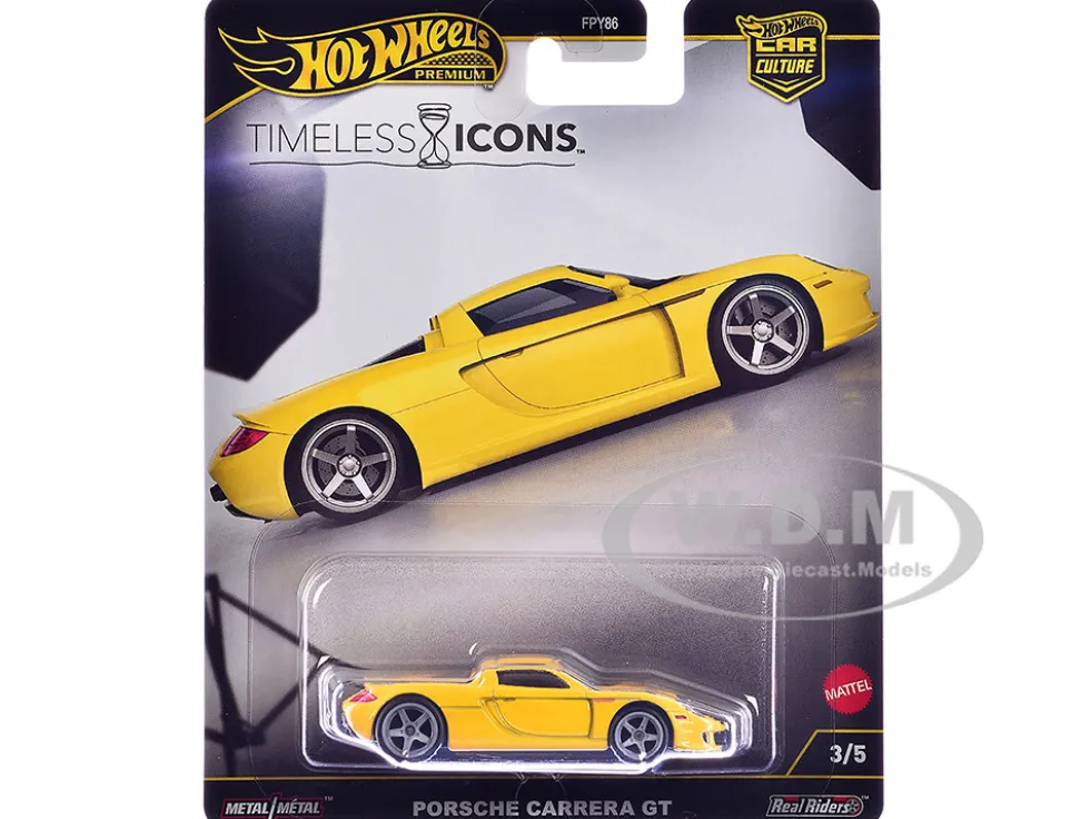 Porsche Carrera GT Yellow "Timeless Icons" Series Diecast Model Car by Hot Wheels