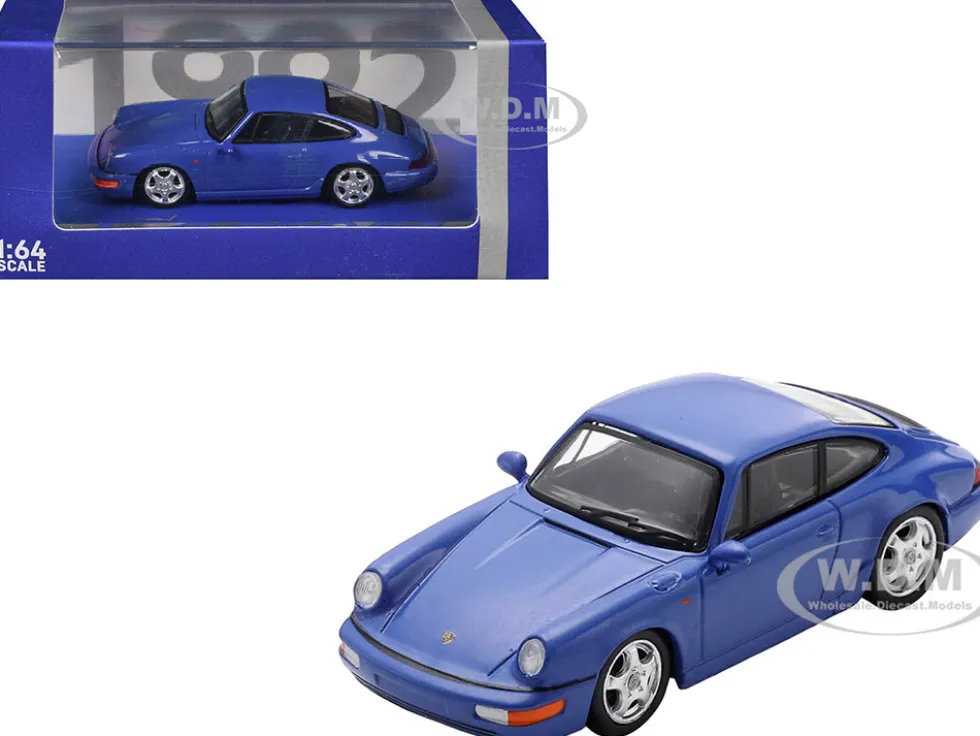 1992 Porsche 911 Carrera RS 3.6 Blue 1/64 Model Car by Spark