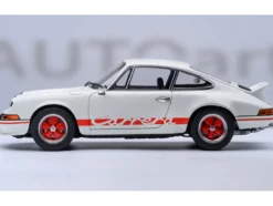 Porsche 911 Carrera 2.7 RS Grand Prix White with Red Stripes and Wheels 1/18 Model Car by Autoart