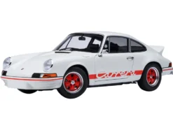 Porsche 911 Carrera 2.7 RS Grand Prix White with Red Stripes and Wheels 1/18 Model Car by Autoart