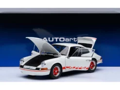 Porsche 911 Carrera 2.7 RS Grand Prix White with Red Stripes and Wheels 1/18 Model Car by Autoart