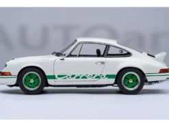 Porsche 911 Carrera 2.7 RS Grand Prix White with Green Stripes and Wheels 1/18 Model Car by Autoart