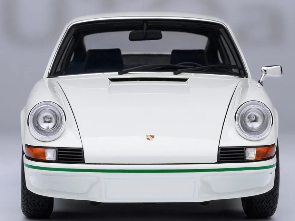 Porsche 911 Carrera 2.7 RS Grand Prix White with Green Stripes and Wheels 1/18 Model Car by Autoart