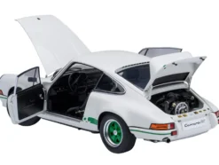 Porsche 911 Carrera 2.7 RS Grand Prix White with Green Stripes and Wheels 1/18 Model Car by Autoart