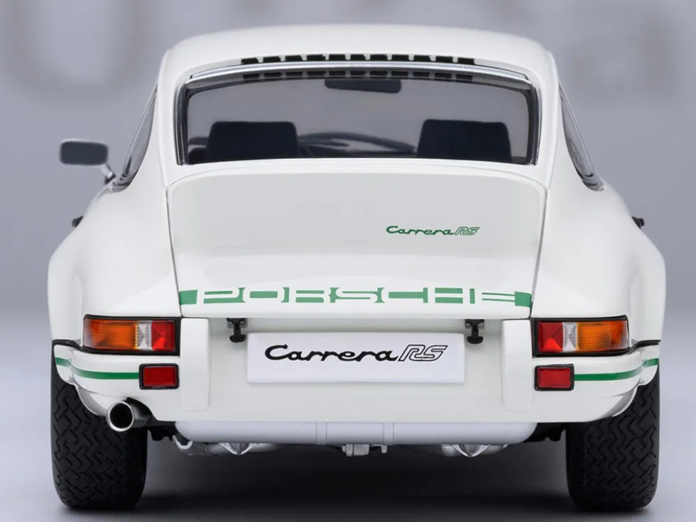 Porsche 911 Carrera 2.7 RS Grand Prix White with Green Stripes and Wheels 1/18 Model Car by Autoart