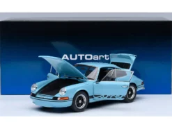 Porsche 911 Carrera 2.7 RS Gulf Blue with Black Stripes and Wheels 1/18 Model Car by Autoart