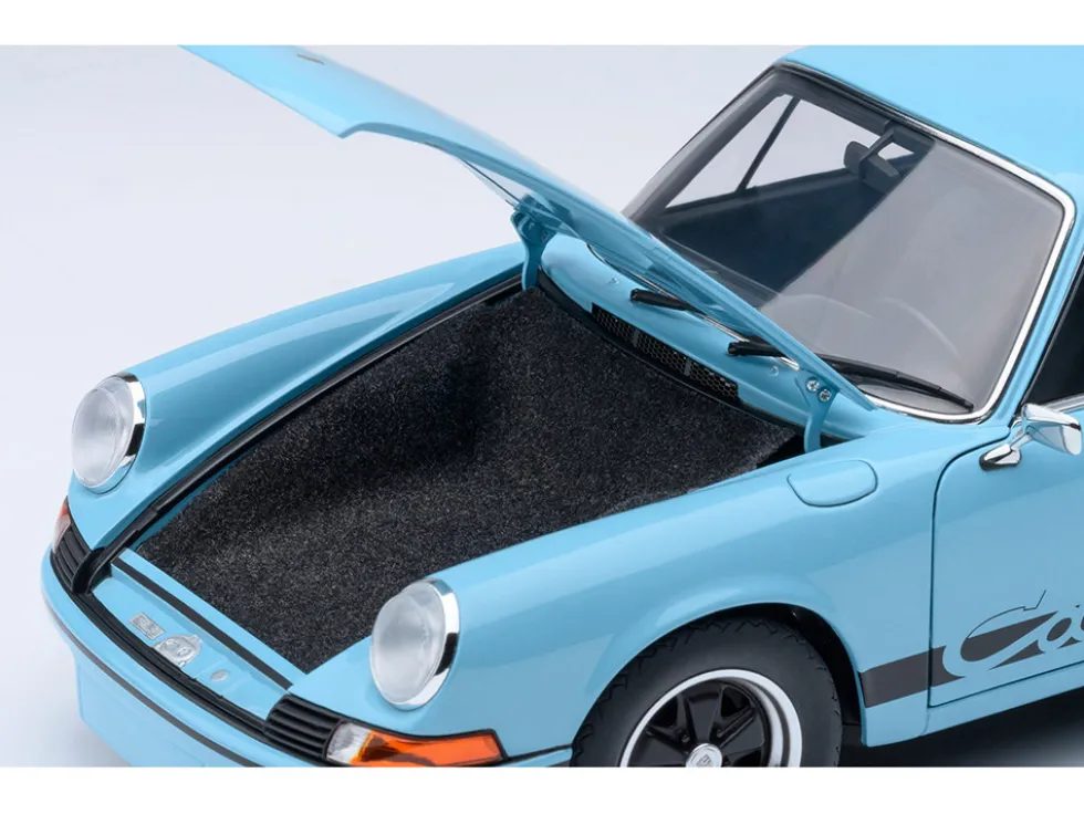 Porsche 911 Carrera 2.7 RS Gulf Blue with Black Stripes and Wheels 1/18 Model Car by Autoart