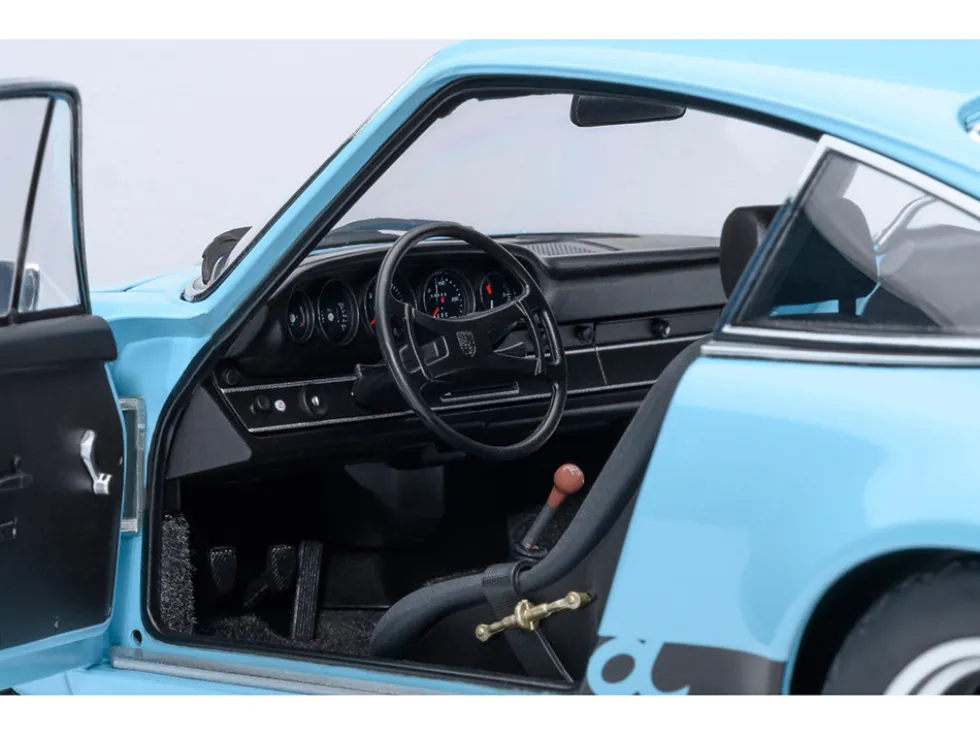 Porsche 911 Carrera 2.7 RS Gulf Blue with Black Stripes and Wheels 1/18 Model Car by Autoart