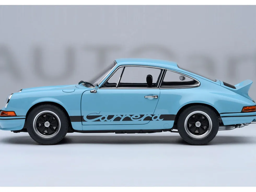 Porsche 911 Carrera 2.7 RS Gulf Blue with Black Stripes and Wheels 1/18 Model Car by Autoart