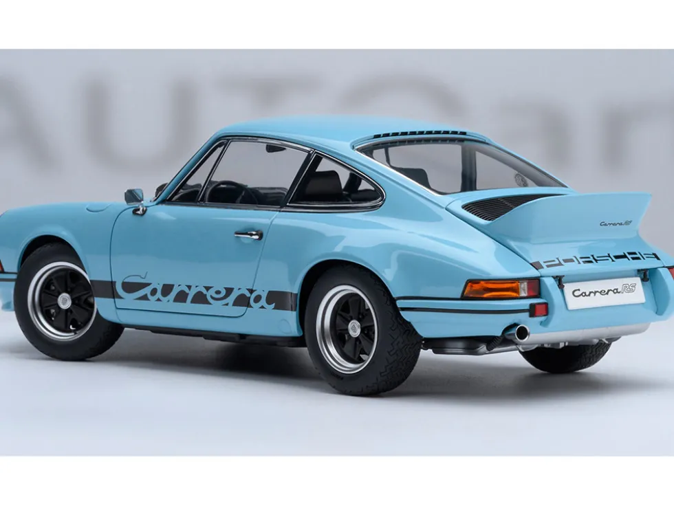 Porsche 911 Carrera 2.7 RS Gulf Blue with Black Stripes and Wheels 1/18 Model Car by Autoart