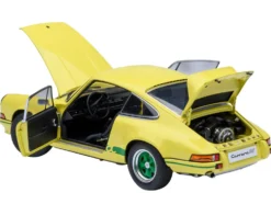 Porsche 911 Carrera 2.7 RS Light Yellow with Green Stripes and Wheels 1/18 Model Car by Autoart