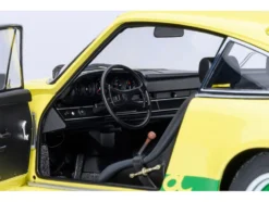 Porsche 911 Carrera 2.7 RS Light Yellow with Green Stripes and Wheels 1/18 Model Car by Autoart