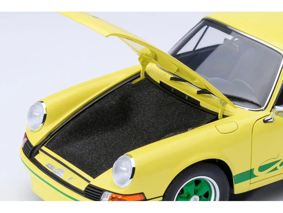 Porsche 911 Carrera 2.7 RS Light Yellow with Green Stripes and Wheels 1/18 Model Car by Autoart