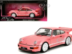 Porsche 911 Carrera RS (964) Pink Metallic with White Stripes "Pink Slips" Series 1/18 Diecast Model Car by Jada