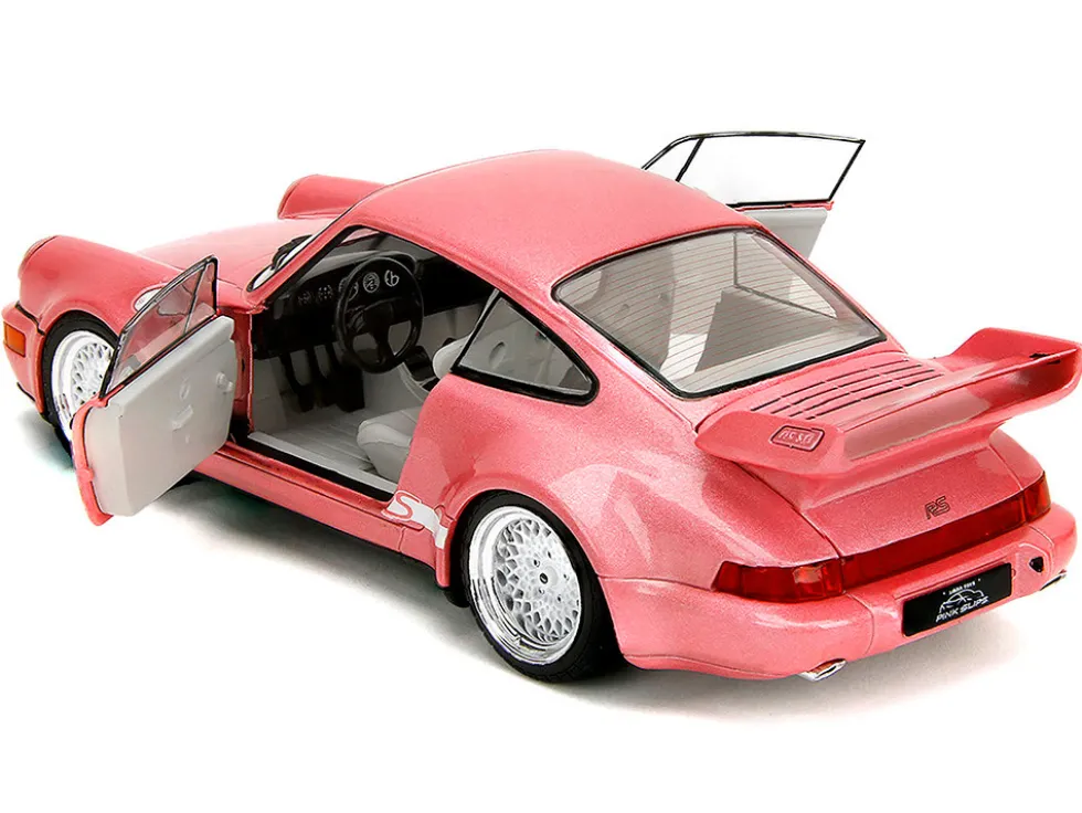 Porsche 911 Carrera RS (964) Pink Metallic with White Stripes "Pink Slips" Series 1/18 Diecast Model Car by Jada