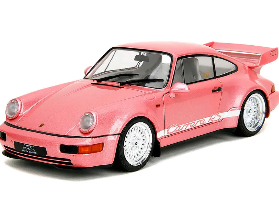 Porsche 911 Carrera RS (964) Pink Metallic with White Stripes "Pink Slips" Series 1/18 Diecast Model Car by Jada