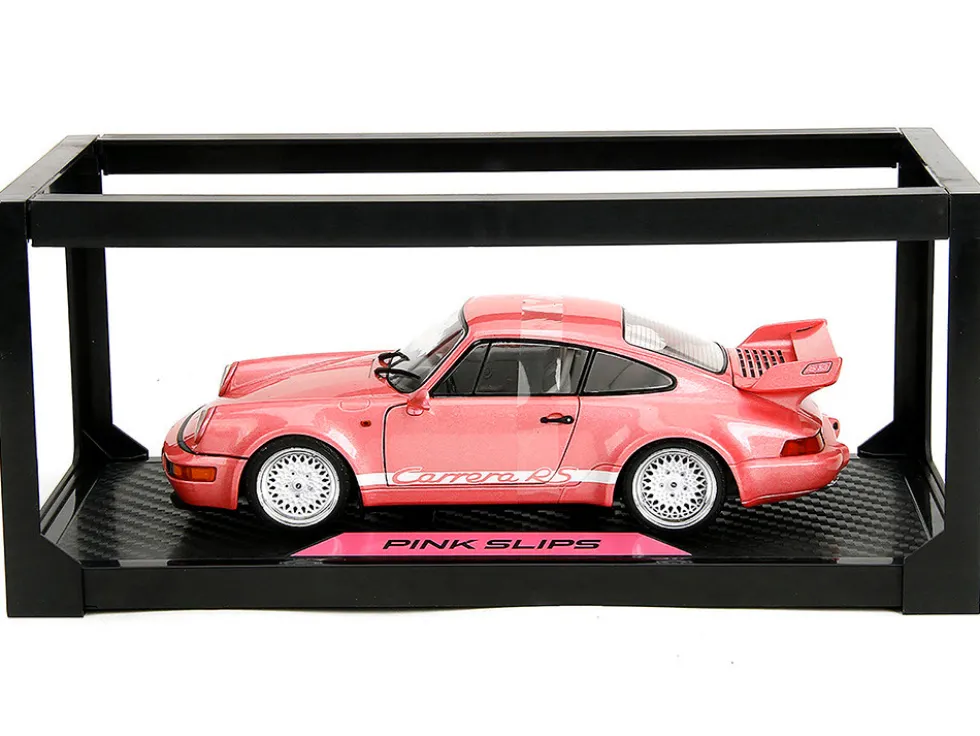 Porsche 911 Carrera RS (964) Pink Metallic with White Stripes "Pink Slips" Series 1/18 Diecast Model Car by Jada