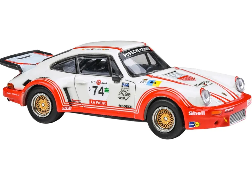 Porsche 911 Carrera RSR 3.0 #74 "Aurora Racing" White with Red Stripes 1/64 Diecast Model Car by Paragon Models