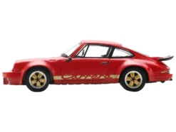 1974 Porsche 911 Carrera RS 3.0 Red with Gold Stripes 1/64 Model Car by Spark