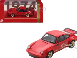 1974 Porsche 911 Carrera RS 3.0 Red with Gold Stripes 1/64 Model Car by Spark
