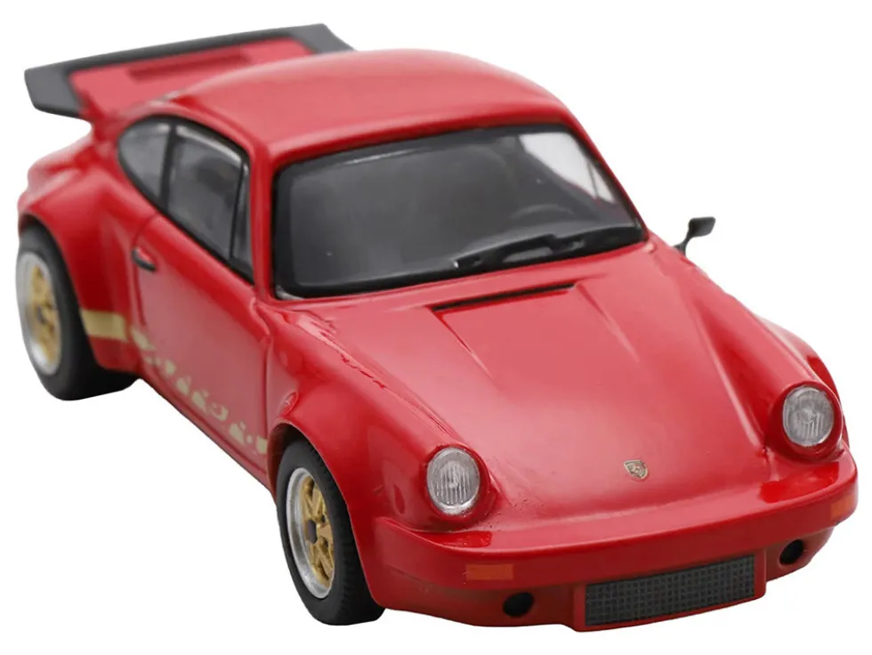 1974 Porsche 911 Carrera RS 3.0 Red with Gold Stripes 1/64 Model Car by Spark