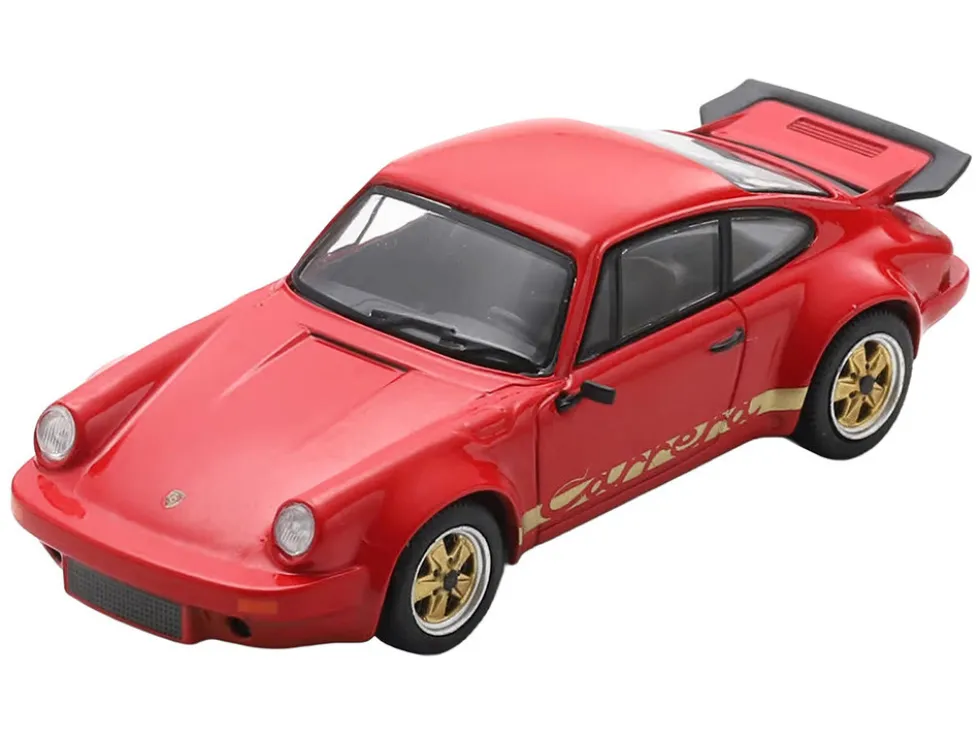 1974 Porsche 911 Carrera RS 3.0 Red with Gold Stripes 1/64 Model Car by Spark