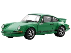 1973 Porsche 911 Carrera RSR 2.8 Green with Black Stripes 1/64 Model Car by Spark