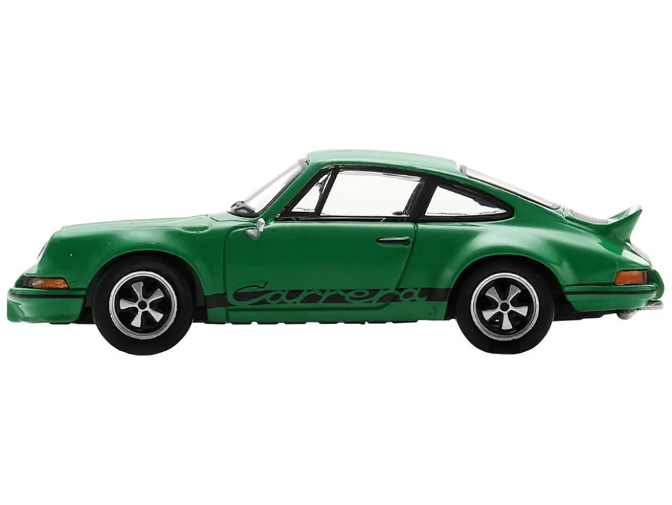 1973 Porsche 911 Carrera RSR 2.8 Green with Black Stripes 1/64 Model Car by Spark