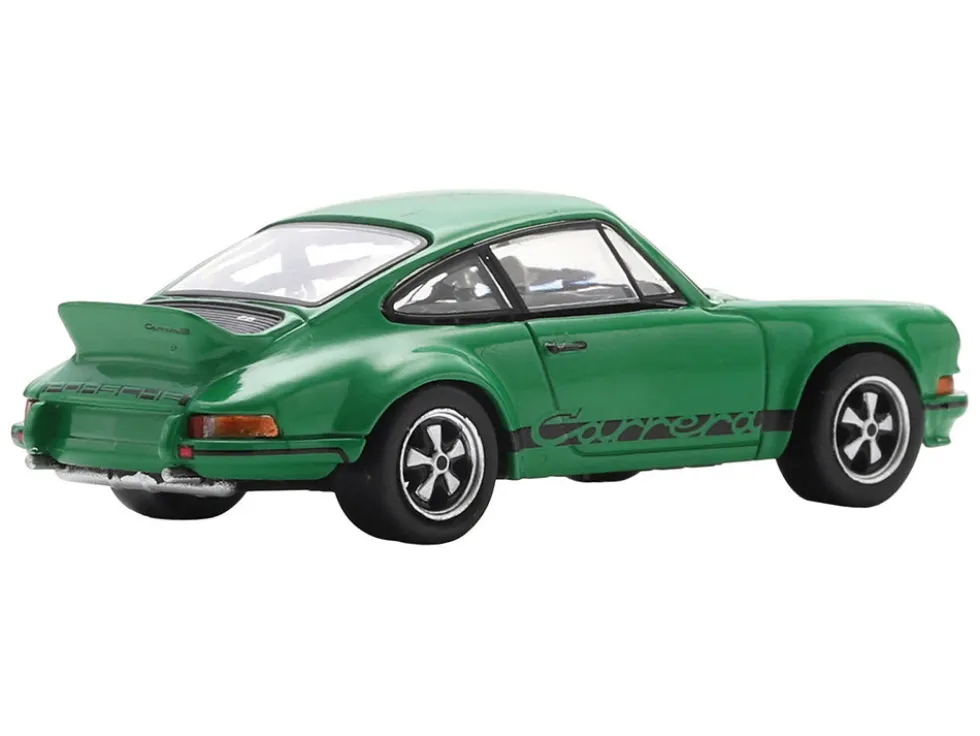 1973 Porsche 911 Carrera RSR 2.8 Green with Black Stripes 1/64 Model Car by Spark