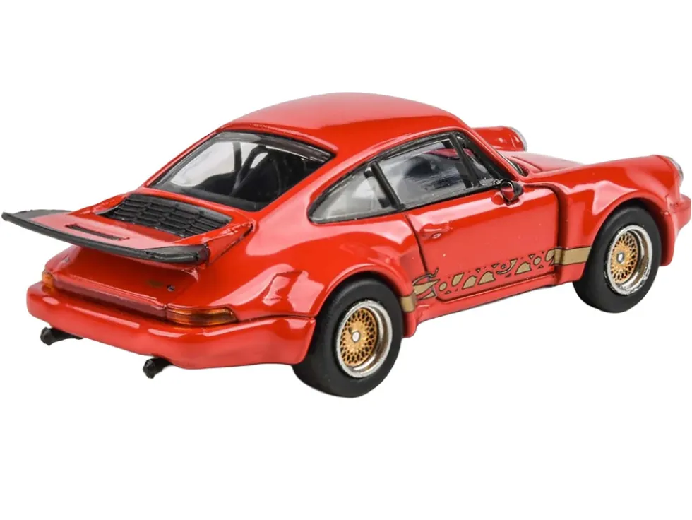 Porsche 911 Carrera RSR 3.0 Guards Red with Gold Stripes and Wheels 1/64 Diecast Model Car by Paragon Models