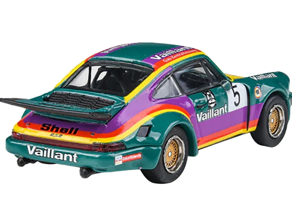 1975 Porsche 911 Carrera RSR 3.0 #5 "Kremer Racing - Vaillant" Green with Stripes 1/64 Diecast Model Car by Paragon Models