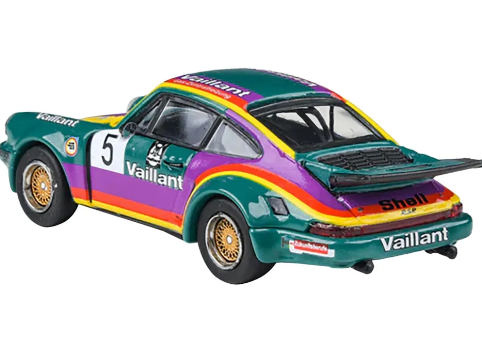 1975 Porsche 911 Carrera RSR 3.0 #5 "Kremer Racing - Vaillant" Green with Stripes 1/64 Diecast Model Car by Paragon Models