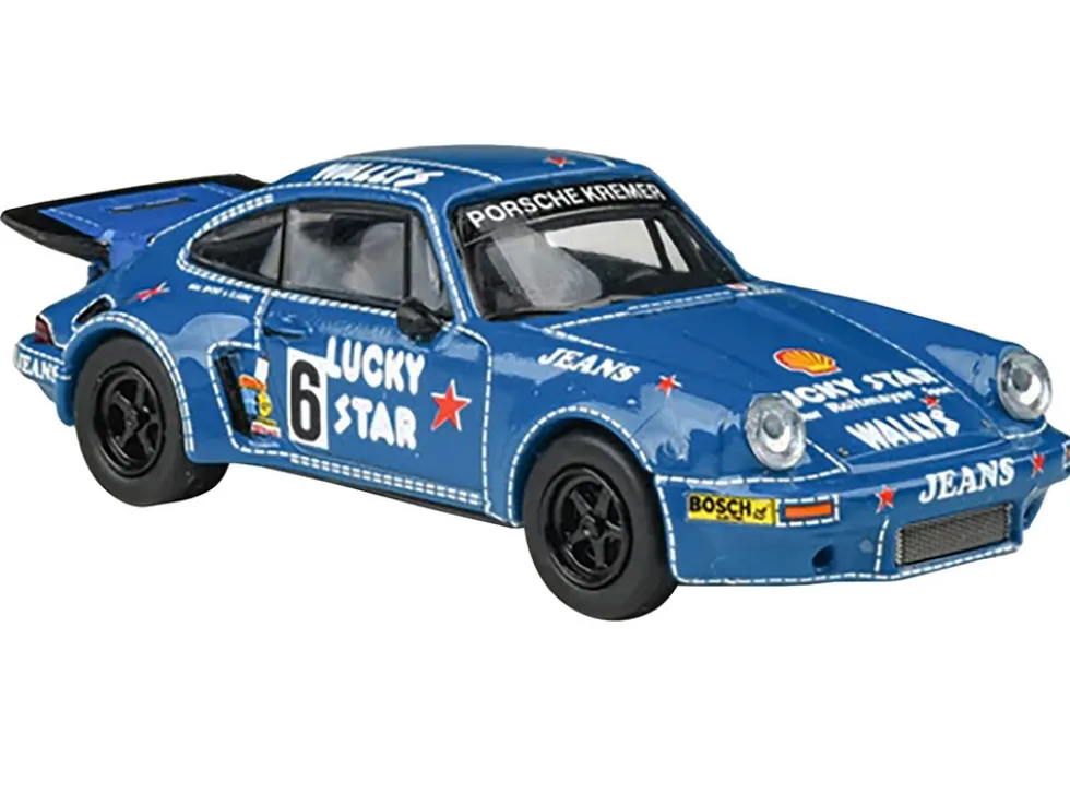 1975 Porsche 911 Carrera RSR 3.0 #6 "Kremer Racing - Wallys Jeans" Blue 1/64 Diecast Model Car by Paragon Models