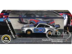 Porsche 911 Carrera RSR 3.0 "Martini Racing" Silver Metallic with Stripes 1/64 Diecast Model Car by Paragon Models