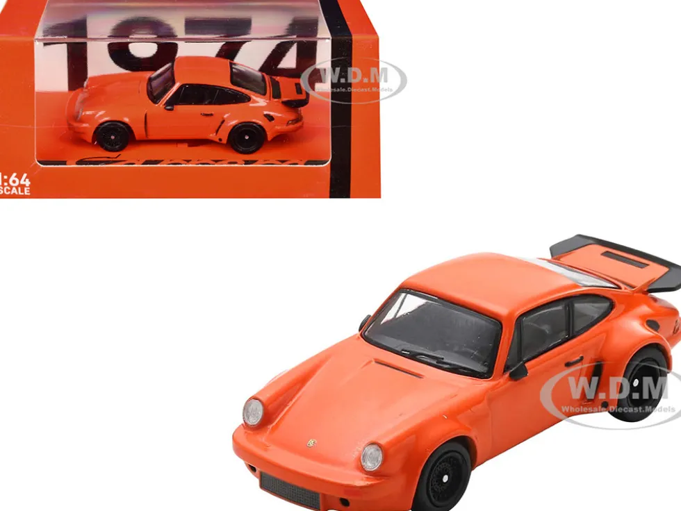 1974 Porsche 911 Carrera RSR 3.0 Orange 1/64 Model Car by Spark