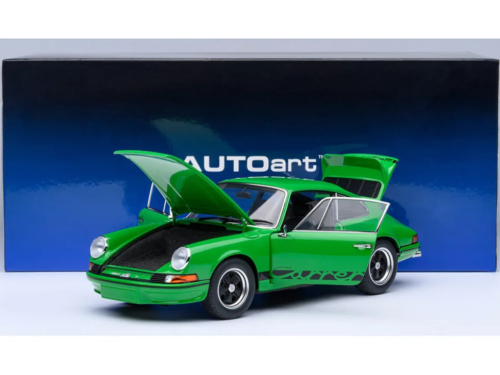 Porsche 911 Carrera 2.7 RS Viper Green with Black Stripes and Wheels 1/18 Model Car by Autoart