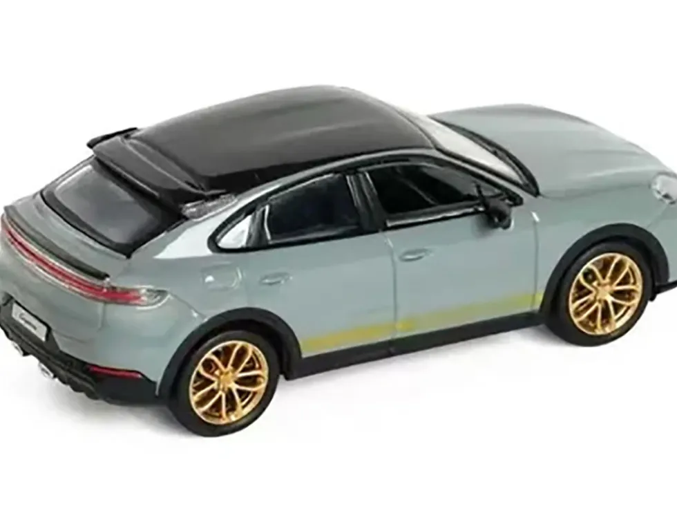Porsche Cayenne Turbo GT Gray with Black Top and Gold Stripes 1/64 Diecast Model Car by Trends Hobby