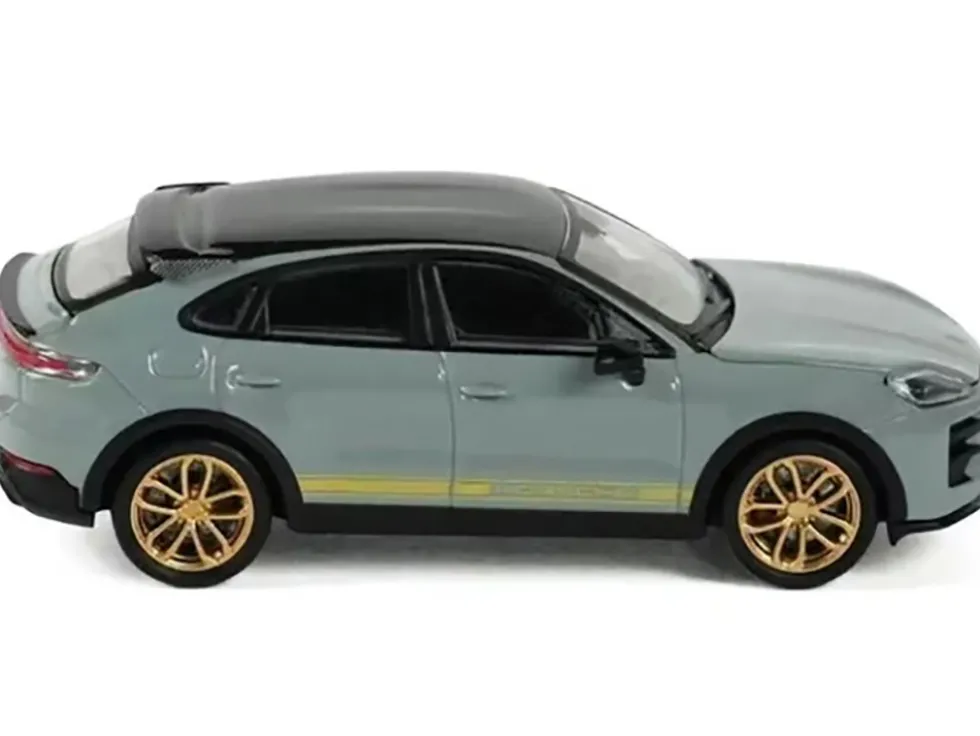 Porsche Cayenne Turbo GT Gray with Black Top and Gold Stripes 1/64 Diecast Model Car by Trends Hobby