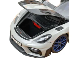2023 Porsche Cayman GT4 RS Weissach Pack Chalk Gray with Carbon Hood Stripes 1/18 Diecast Model Car by Norev