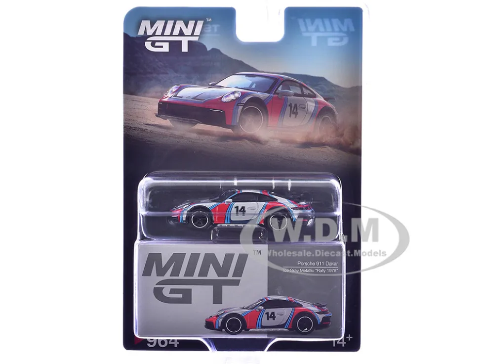 Porsche 911 Dakar #14 "Rally 1978" Ice Gray Metallic Limited Edition 1/64 Diecast Model Car by Mini GT