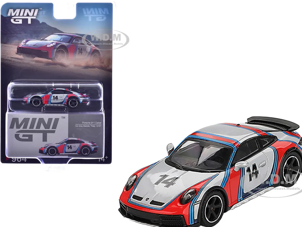 Porsche 911 Dakar #14 "Rally 1978" Ice Gray Metallic Limited Edition 1/64 Diecast Model Car by Mini GT