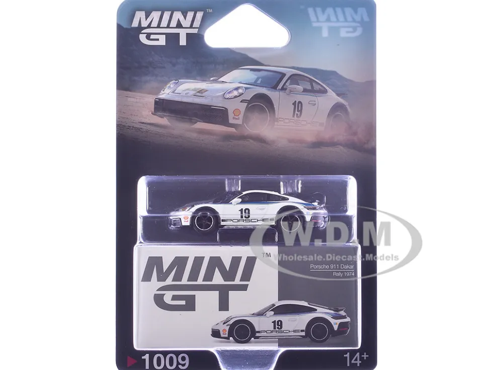 Porsche 911 Dakar #19 "Rally 1974" Tribute Livery White with Blue Stripes Limited Edition 1/64 Diecast Model Car by Mini GT