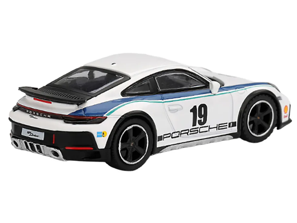 Porsche 911 Dakar #19 "Rally 1974" Tribute Livery White with Blue Stripes Limited Edition 1/64 Diecast Model Car by Mini GT