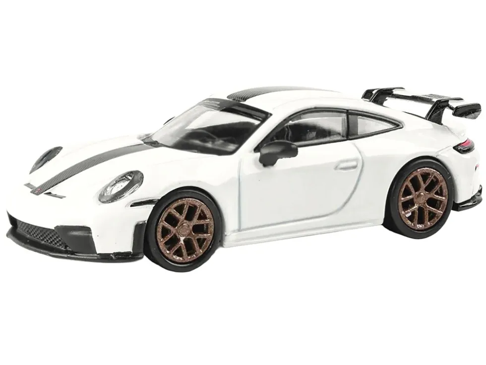 2025 Porsche 911 GT3 (992.2) Grand Prix White with Carbon Stripe 1/64 Diecast Model Car by Paragon Models