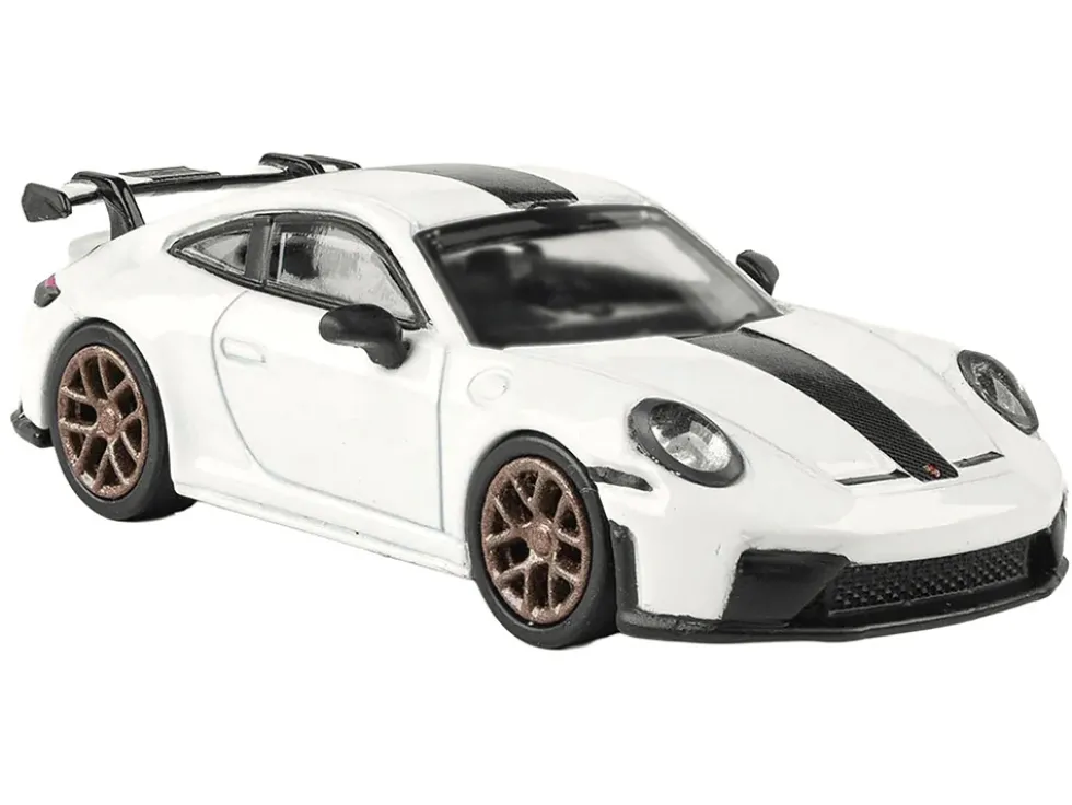 2025 Porsche 911 GT3 (992.2) Grand Prix White with Carbon Stripe 1/64 Diecast Model Car by Paragon Models