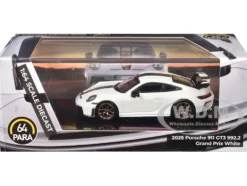 2025 Porsche 911 GT3 (992.2) Grand Prix White with Carbon Stripe 1/64 Diecast Model Car by Paragon Models