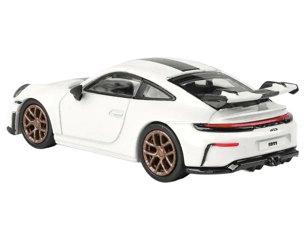 2025 Porsche 911 GT3 (992.2) Grand Prix White with Carbon Stripe 1/64 Diecast Model Car by Paragon Models